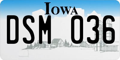 IA license plate DSM036