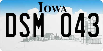 IA license plate DSM043