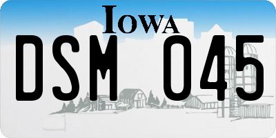 IA license plate DSM045