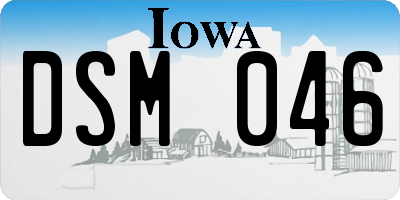 IA license plate DSM046