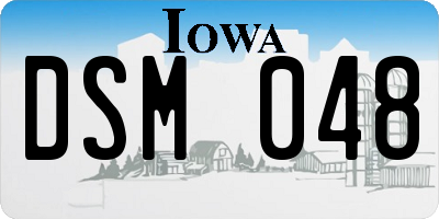 IA license plate DSM048