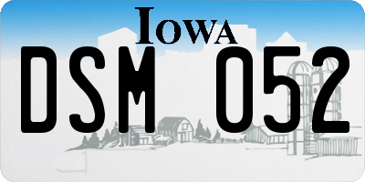 IA license plate DSM052