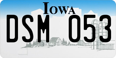 IA license plate DSM053
