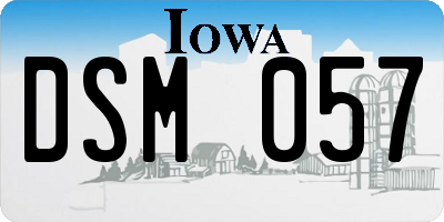 IA license plate DSM057