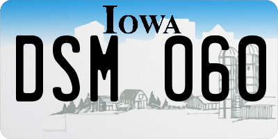 IA license plate DSM060