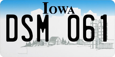 IA license plate DSM061