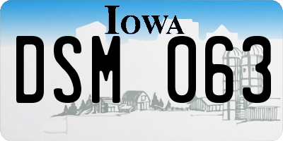 IA license plate DSM063