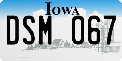 IA license plate DSM067