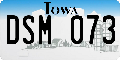 IA license plate DSM073