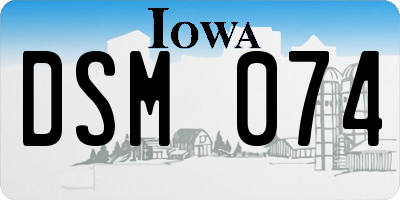 IA license plate DSM074