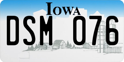 IA license plate DSM076
