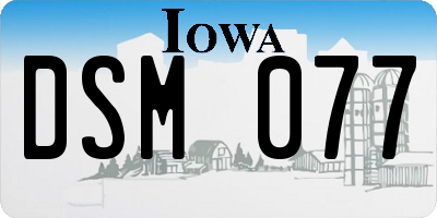 IA license plate DSM077