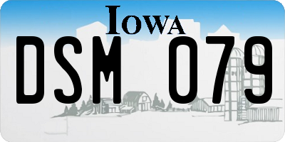 IA license plate DSM079
