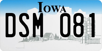 IA license plate DSM081