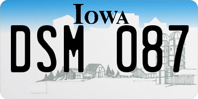 IA license plate DSM087