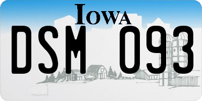 IA license plate DSM093