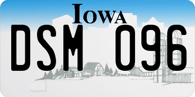 IA license plate DSM096