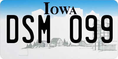 IA license plate DSM099