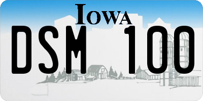 IA license plate DSM100