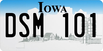 IA license plate DSM101