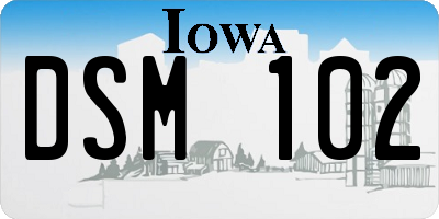 IA license plate DSM102