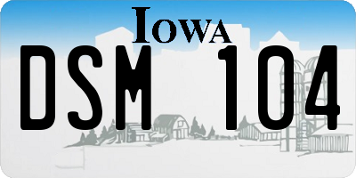IA license plate DSM104