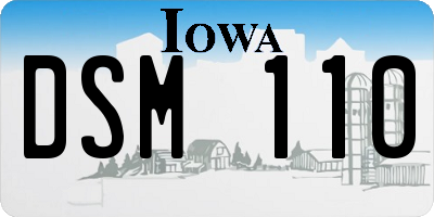 IA license plate DSM110