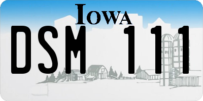 IA license plate DSM111