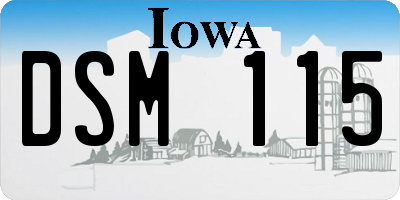 IA license plate DSM115