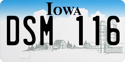 IA license plate DSM116