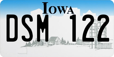 IA license plate DSM122