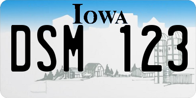 IA license plate DSM123