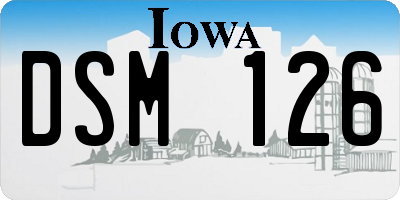 IA license plate DSM126