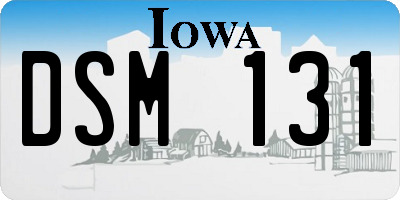 IA license plate DSM131