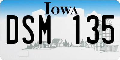 IA license plate DSM135