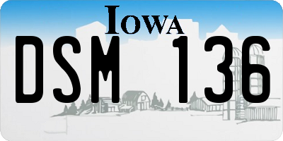 IA license plate DSM136