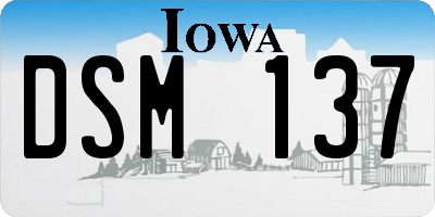 IA license plate DSM137
