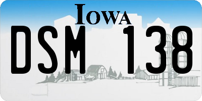 IA license plate DSM138