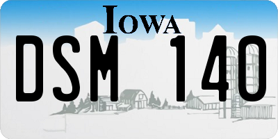 IA license plate DSM140