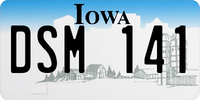 IA license plate DSM141