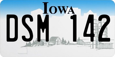 IA license plate DSM142