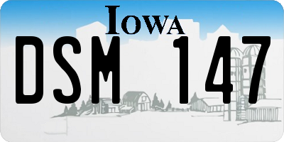 IA license plate DSM147