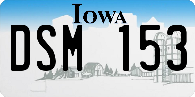 IA license plate DSM153