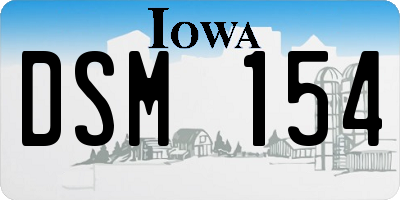 IA license plate DSM154