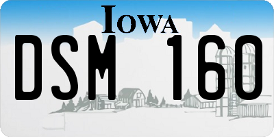 IA license plate DSM160
