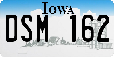 IA license plate DSM162