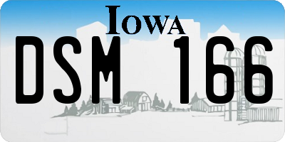 IA license plate DSM166