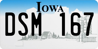 IA license plate DSM167