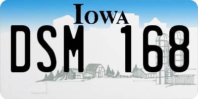 IA license plate DSM168