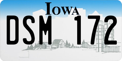 IA license plate DSM172